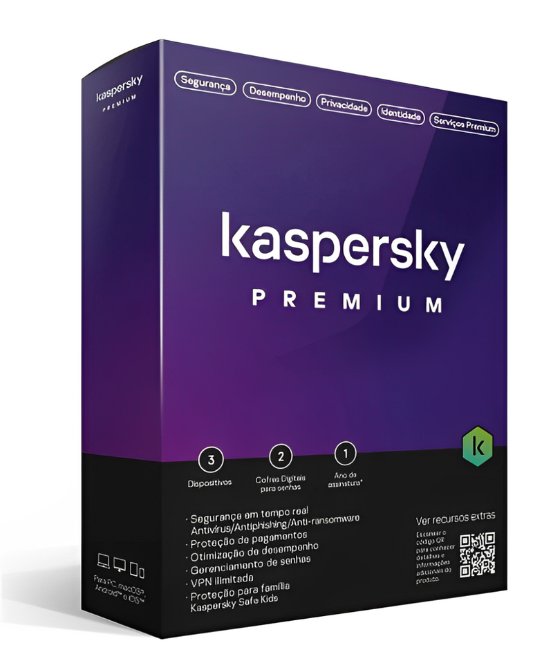 Kaspersky Premium - 1, 3, 5 ou 10 Dispositivos - 1 Ano